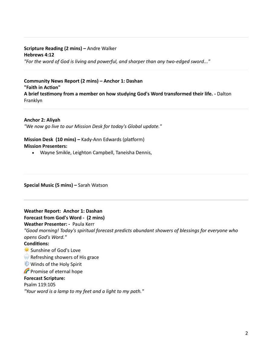 Sabbath School program page 2
